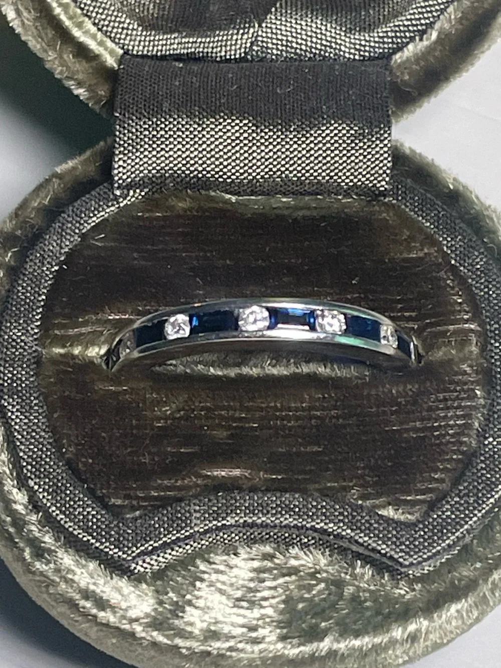 Effy 18k white gold band with sapphires and diamonds